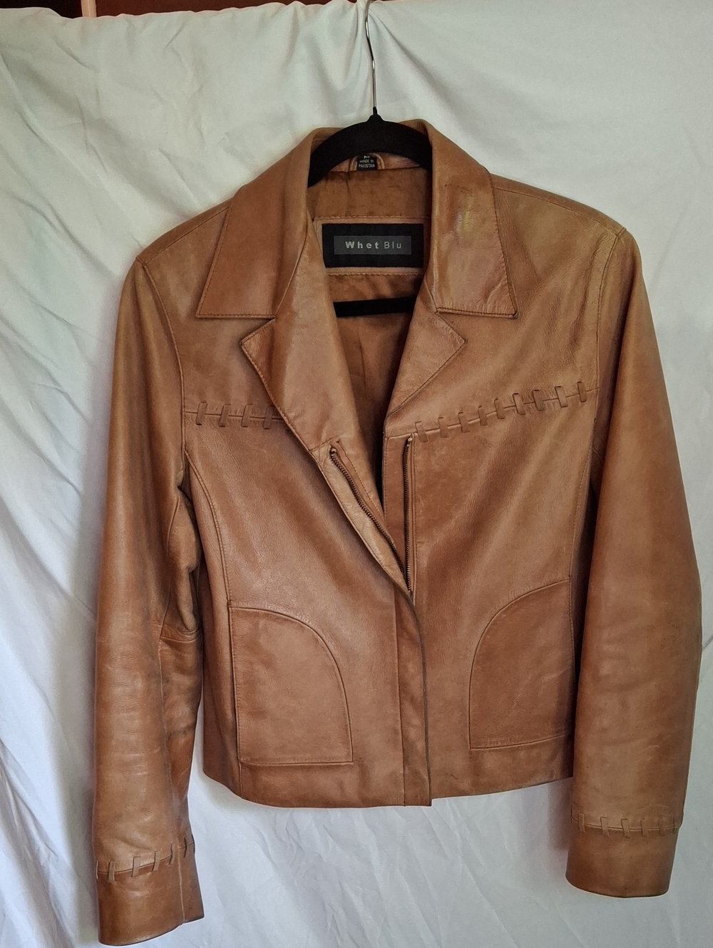 Whet Blu Women’s Tan Leather Jacket - Classic Tailored Design